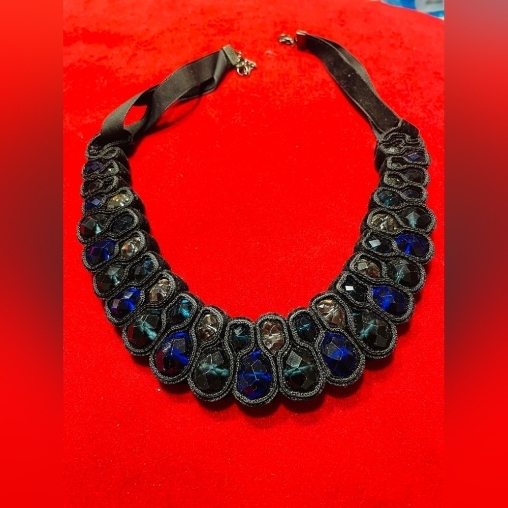Women's blue statement necklace
